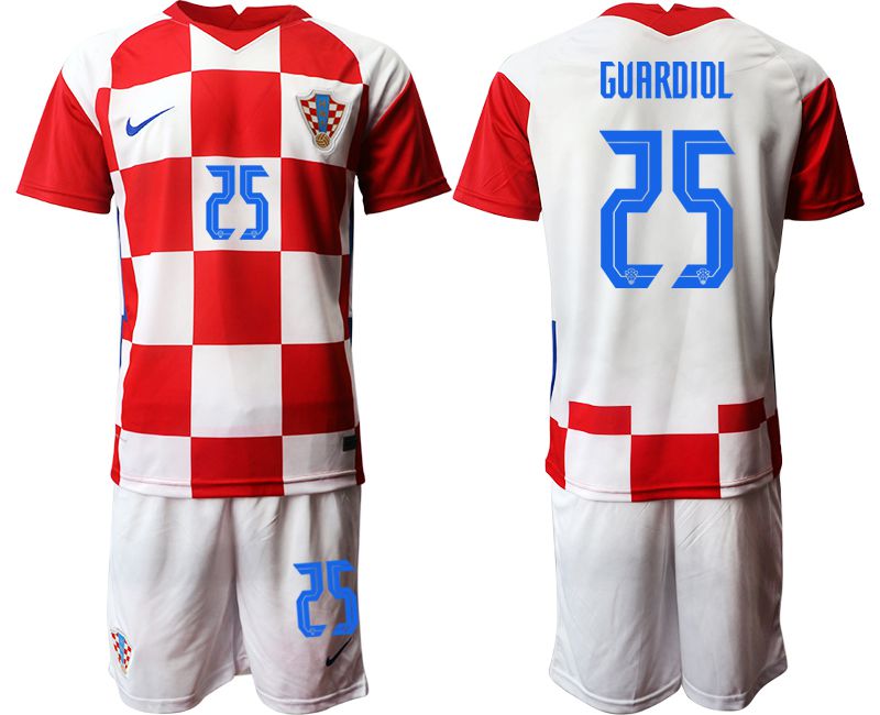 Men 2020-2021 European Cup Croatia home red #25 Nike Soccer Jersey->liverpool jersey->Soccer Club Jersey